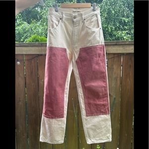 Rudy Jude Adult Colorblock Utility Jeans / white & plum